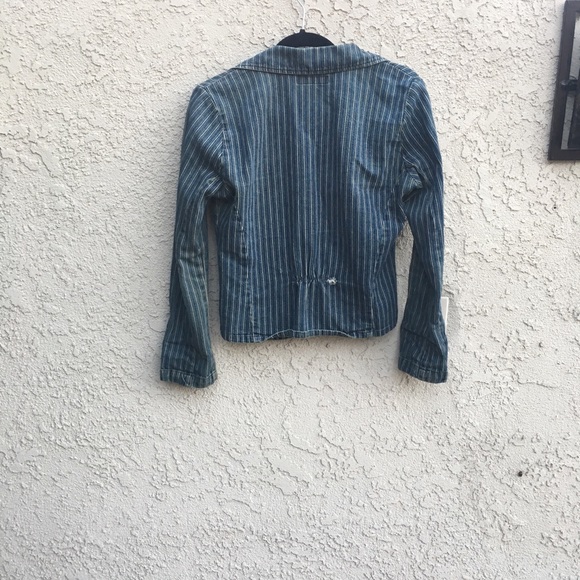 Vintage Kitsch Denim Pinstripe Blazer - Picture 2 of 4
